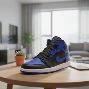 Nike Air Jordan 1 Mid Black Blue Sneakers