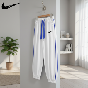 Nike White Blue Stripe Jogger Pants
