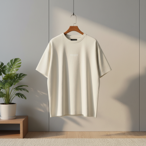 Essentials Oversized Beige Cotton T-Shirt for Men