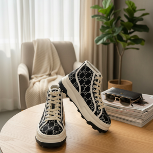 Gucci High Top Black Canvas Sneakers