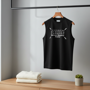 Maison Margiela Black Sleeveless Logo T-Shirt Men