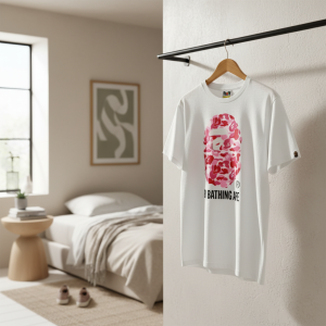 A Bathing Ape White Camo Logo T-Shirt
