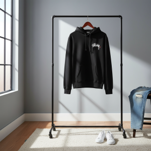 Stussy Black Logo Pullover Hoodie Unisex