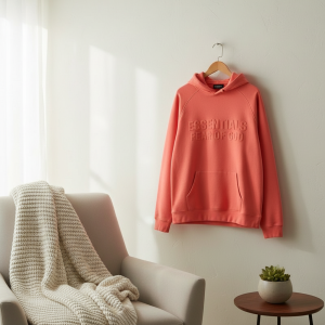Essentials Coral Pink Pullover Hoodie Sweatshirt