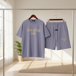 Fear of God Essentials A&M Tee Shorts Set Purple