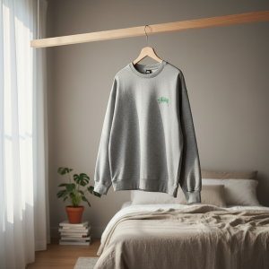 Stussy Grey Graphic Crewneck Sweatshirt for Men