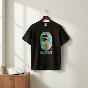 A Bathing Ape Colorful Ape Head Black T-Shirt
