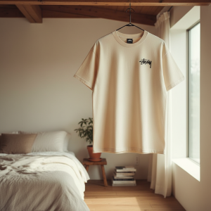 Stussy Dice Graphic Beige Cotton T-Shirt Men Women
